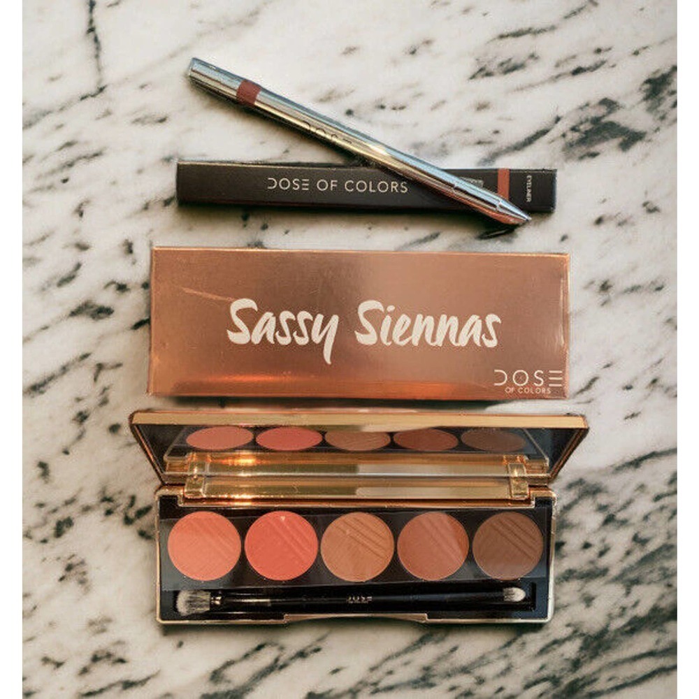 DOSE OF COLORS Sassy Siennas SHADOW PALETTE + DOC EYELINER Unbox (brown) NIB